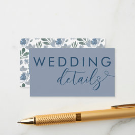 Cartão De Informações Casamento Floral Rustic Dusty Blue Watercolor