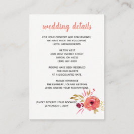 Cartão De Informações Casamento Floral Rustic Watercolor Pink e Purple