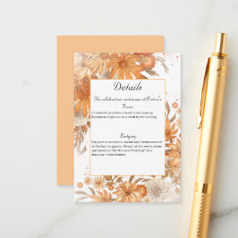Cartão De Informações Casamento Floral Rústico Aquarela de Outono