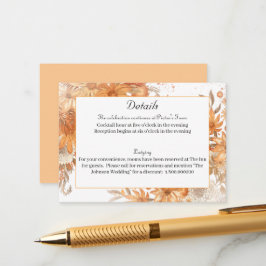 Cartão De Informações Casamento Floral Rústico Aquarela de Outono