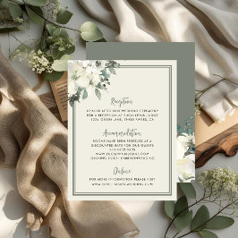 Cartão De Informações Casamento Floral Verde Oliva Creme Vintage Elegant