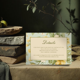 Cartão De Informações Casamento floral verde suave e bege