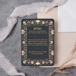 Cartão De Informações Casamento Floral Vintage Elegante Rococó Revival