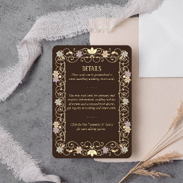 Cartão De Informações Casamento Floral Vintage Elegante Rococó Revival
