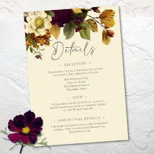 Cartão De Informações Casamento Floral Vintage Marfim Elegante