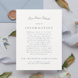 Cartão De Informações Casamento Formal Clássico do Marinho Elegante