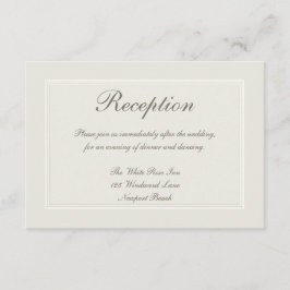 Cartão De Informações Casamento Formal De Recepção Tradicional Ecru