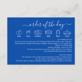 Cartão De Informações Casamento Formal Detalhe Azul Cobalto Ordem do Dia