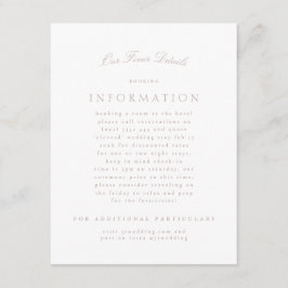 Cartão De Informações Casamento Formal Elegante Clássico de Taupe Rosa