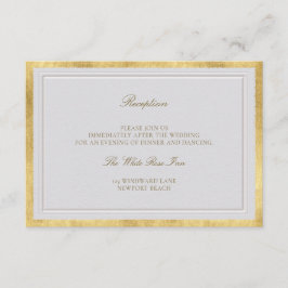 Cartão De Informações Casamento Formal Elegante Recepção Ouro de Marfim