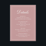 Cartão De Informações Casamento Formal Tradicional Elegante Dusty Rosa r<br><div class="desc">Cartão de cerimônia de rosa cor-de-rosa poeirento estilo tradicional com um simples design com "Detalhes" num dentro de caligrafia elegante de uma fronteira fina. O modelo permite que você compartilhe informações importantes sobre seu dia especial. Este design clássico é perfeito para um casamento formal.</div>