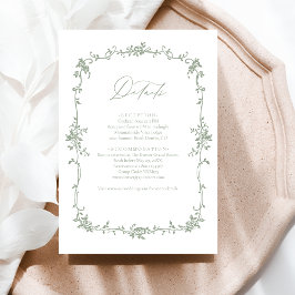 Cartão De Informações Casamento Francês com Sage Floral Floral Vitoriana