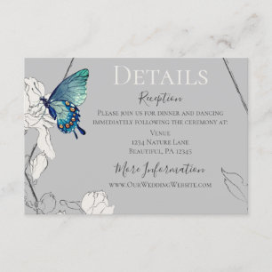Cartão De Informações Casamento Geométrico da Borboleta das Aquarelas e 