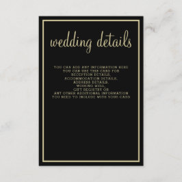 Cartão De Informações casamento geométrico de ouro negro