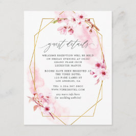 Cartão De Informações Casamento Geométrico de Primavera Cherry Blossom