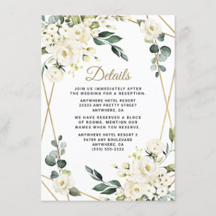 Cartão De Informações Casamento Geométrico Floral Dourado Elegante