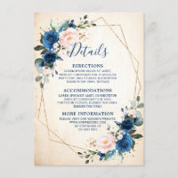 Casamento Geométrico Russo Floral marinho Azul Blu