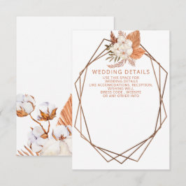 Cartão De Informações Casamento Geométrico Rustic Terracotta Boho Pampas