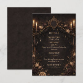 Cartão De Informações Casamento gótico de halloween elegante