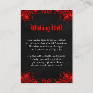 Cartão De Informações Casamento Gótico Preto Vermelho Floral Gothic Wish