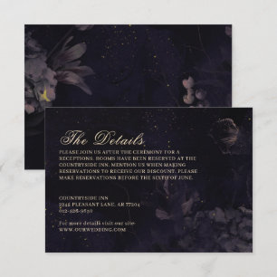 Cartão De Informações Casamento Gótico Purple Boho Noturno Negro