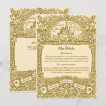 Casamento Gravado a Ouro de Fantasia Medieval Vint