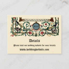 Cartão De Informações Casamento Iluminado "Medieval" Vintage