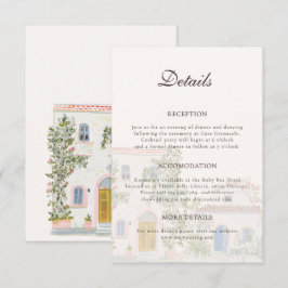 Cartão De Informações Casamento Italiano Mediterrâneo com Aquarela Paste