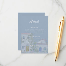 Cartão De Informações Casamento Italiano Mediterrâneo com Aquarela Paste