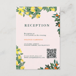 Cartão De Informações Casamento Italiano Mediterrâneo Grego Limão Rosa