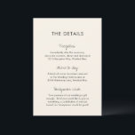 Cartão De Informações Casamento Juvenil Moderno<br><div class="desc">Cartão moderno de cerimônia de núpcias com design simples e mínima com os cabeçalhos em um roteiro manuscrito contemporâneo. As costas têm o seu monograma. A paleta de cores é creme e pode ser alterada na ferramenta de edição de design. Esta design contemporânea funciona bem para qualquer estilo de casamento....</div>