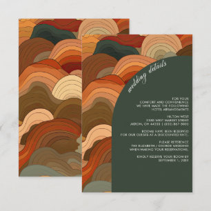 Cartão De Informações Casamento Laranja de Terracotta por Ondas Abstrato