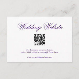 Cartão De Informações Casamento Legante do Código QR Formal Roxo Tradici