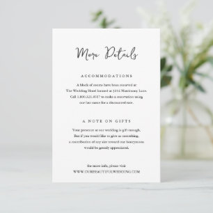 Cartão De Informações Casamento Limpo e Elegante Preto e Branco