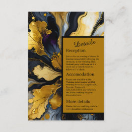 Cartão De Informações Casamento luxuoso e elegante em preto e dourado