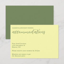 Cartão De Informações Casamento Manteiga Amarelo e Sage Minimalista