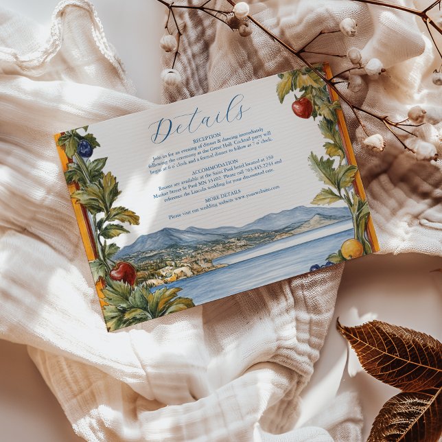 Cartão De Informações Casamento mediterrânico Ilustrado (Criador carregado)