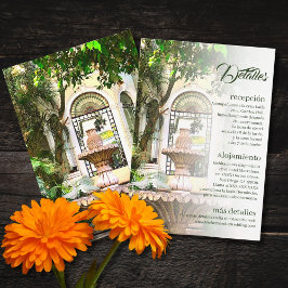 Cartão De Informações Casamento Mexicano Com Espanhol, Hacienda E Pombos