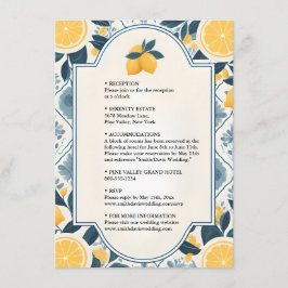 Cartão De Informações Casamento Militar da Fruta de Arch Comida Limão Le