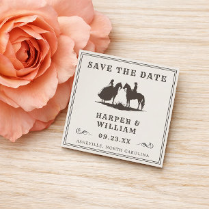 Cartão De Informações Casamento Mini Western silhueta a cavalo