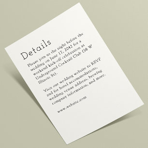 Cartão De Informações Casamento Minimalista