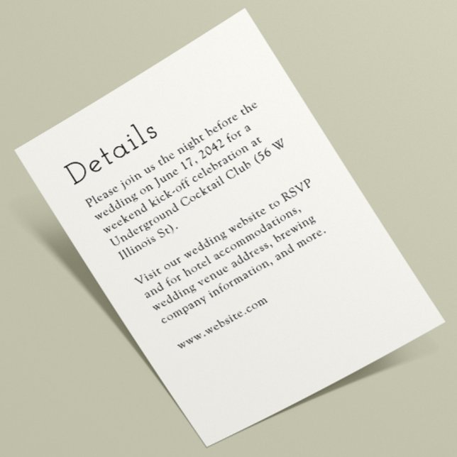 Cartão De Informações Casamento Minimalista (Criador carregado)