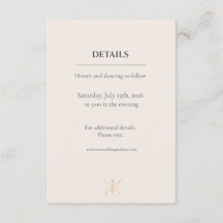 Cartão De Informações Casamento Minimalista à Beira-Mar
