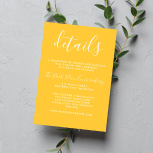 Cartão De Informações Casamento Minimalista Amarelo Escuro Verdadeiro