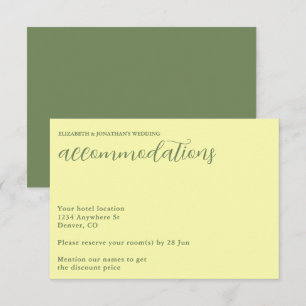 Cartão De Informações Casamento Minimalista Amarelo Manteiga e Sage
