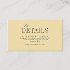 Cartão De Informações Casamento Minimalista Amarelo Manteiga Elegante