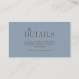 Cartão De Informações Casamento Minimalista Azul Empoeirado Elegante