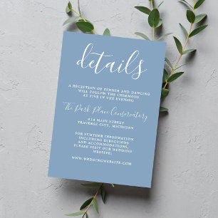 Cartão De Informações Casamento Minimalista Azul-Glaciar 1 Verdadeira Si