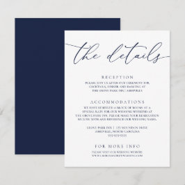 Cartão De Informações Casamento Minimalista Azul Marinho Moderno