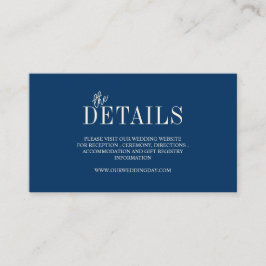 Cartão De Informações Casamento Minimalista Azul Naval Elegante
